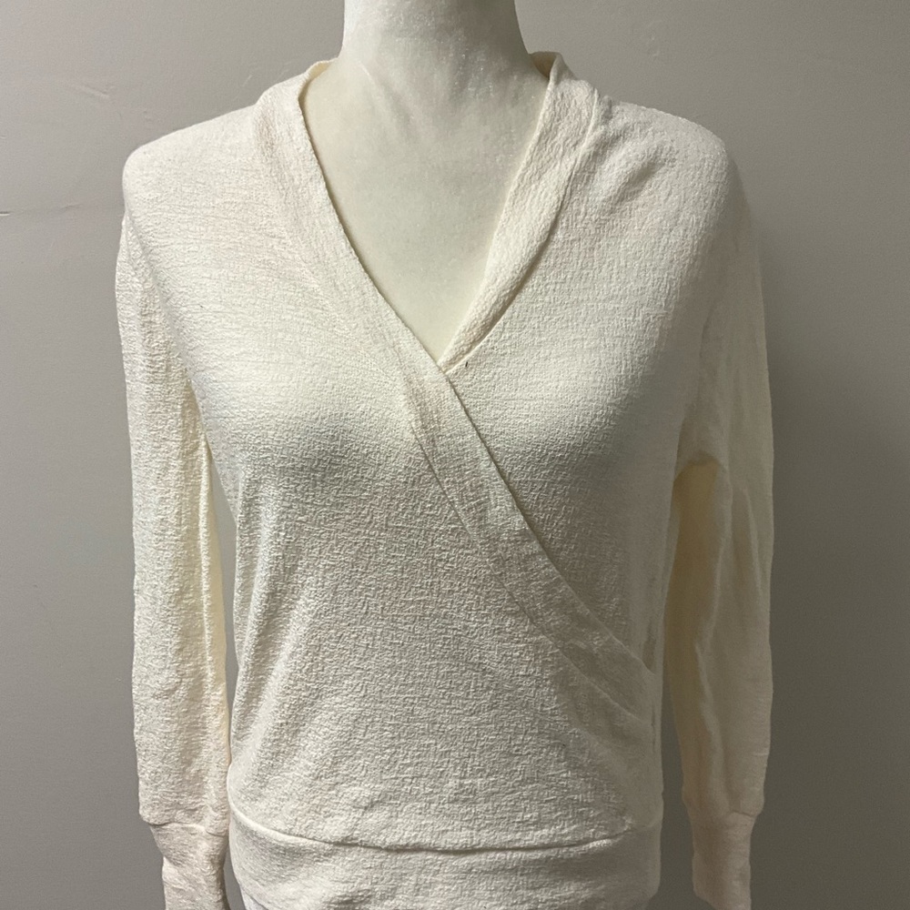 J. Crew Cream Wrap-Style Long Sleeve Top